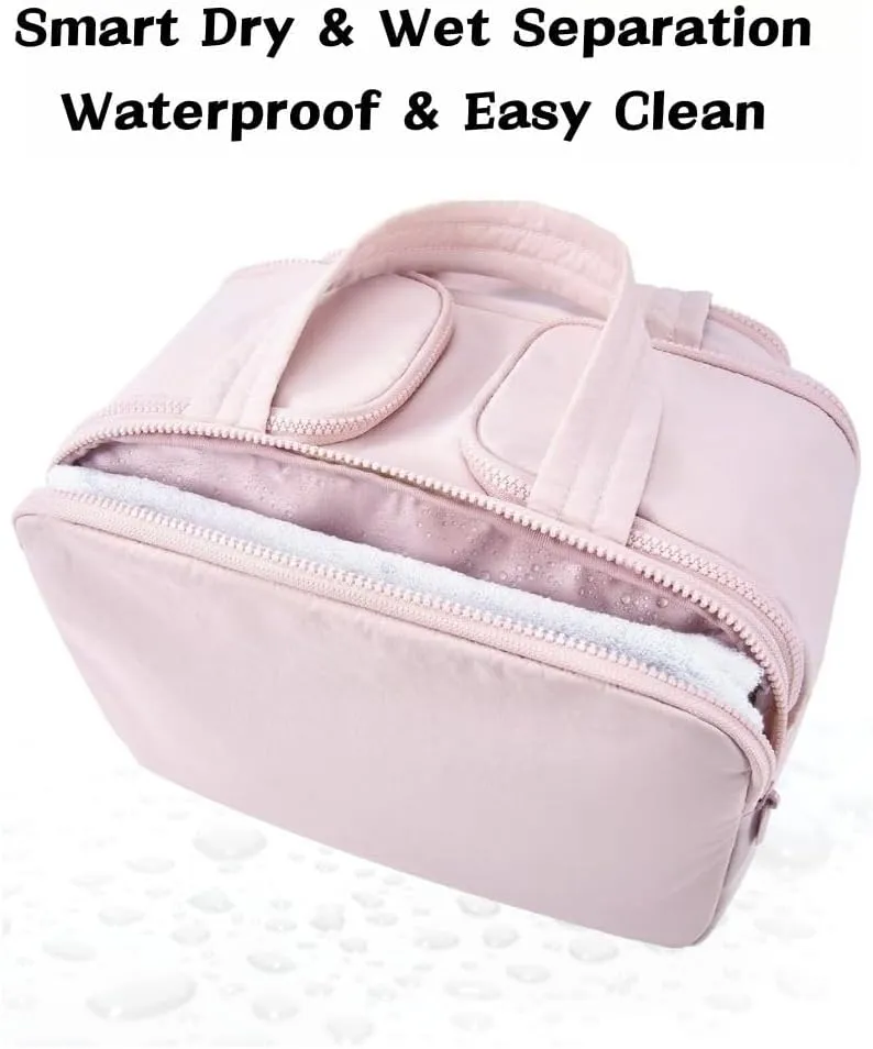 4-In-1 Puffy Multi-Functional Toiletry Bag For Women, Portable Hanging Wide-Open Travel Bag, Large Capacity Toiletry Organizer, Ladies Overnight Travel Bag With Handle (goose white)