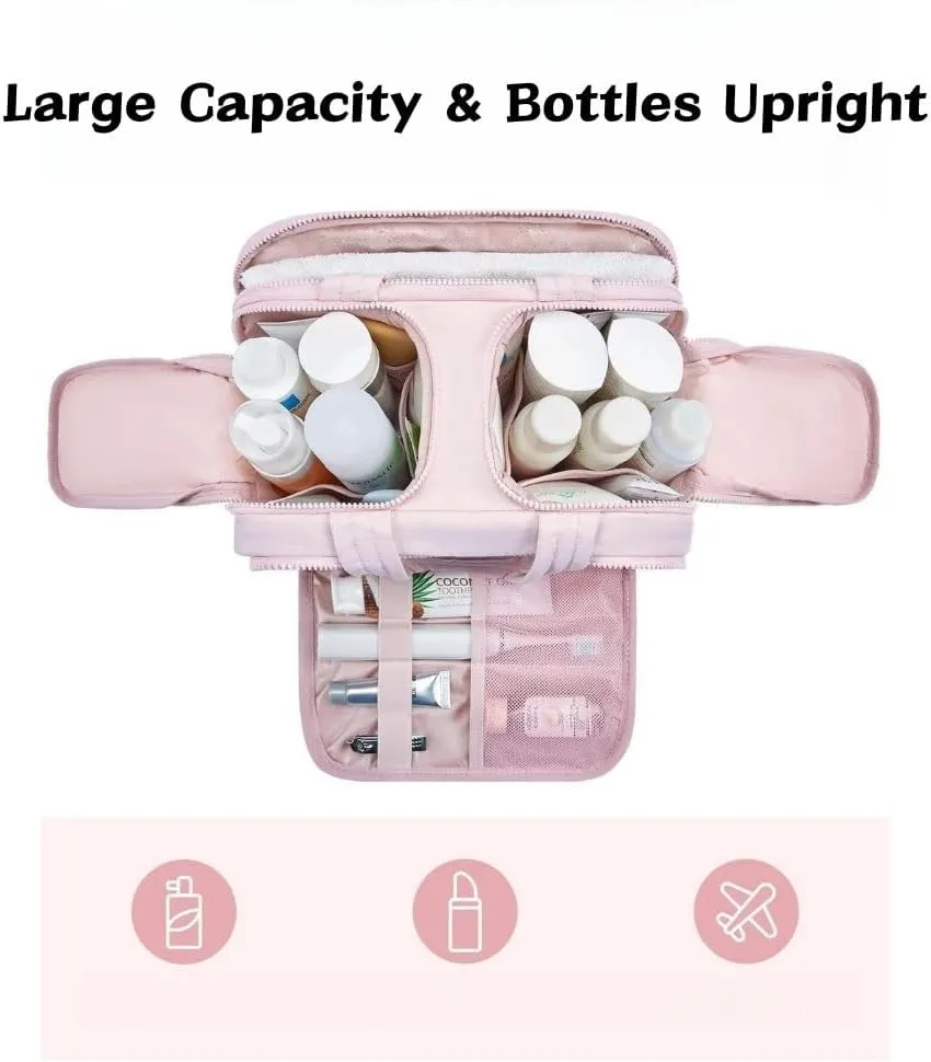 4-In-1 Puffy Multi-Functional Toiletry Bag For Women, Portable Hanging Wide-Open Travel Bag, Large Capacity Toiletry Organizer, Ladies Overnight Travel Bag With Handle (goose white)