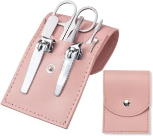 4 or 7 Pieces Metal Nail Kits Basic Nail Clippers Set Personal Care Set Portable Pedicure Kit with Leather Bag Gifts for Him