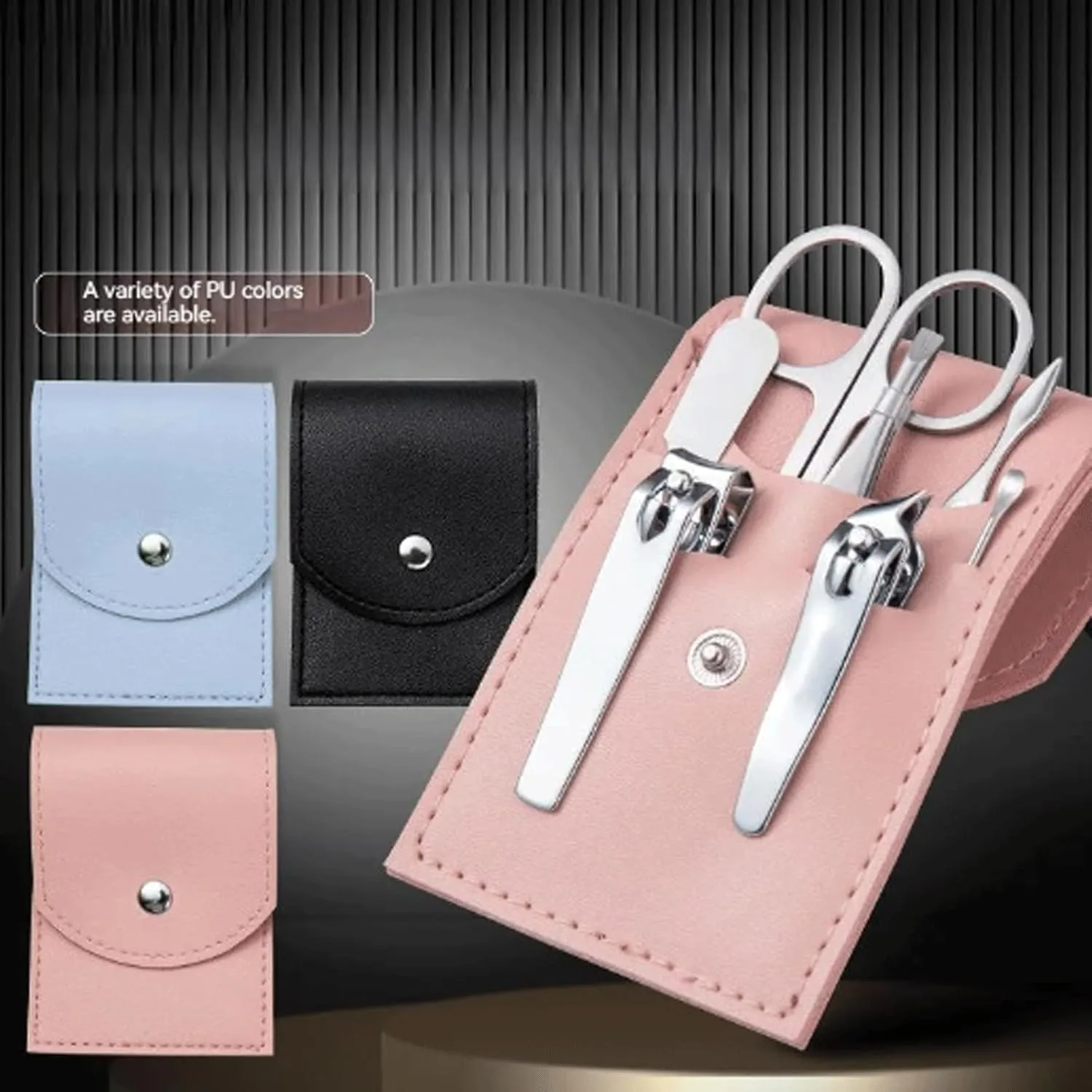 4 or 7 Pieces Metal Nail Kits Basic Nail Clippers Set Personal Care Set Portable Pedicure Kit with Leather Bag Gifts for Him