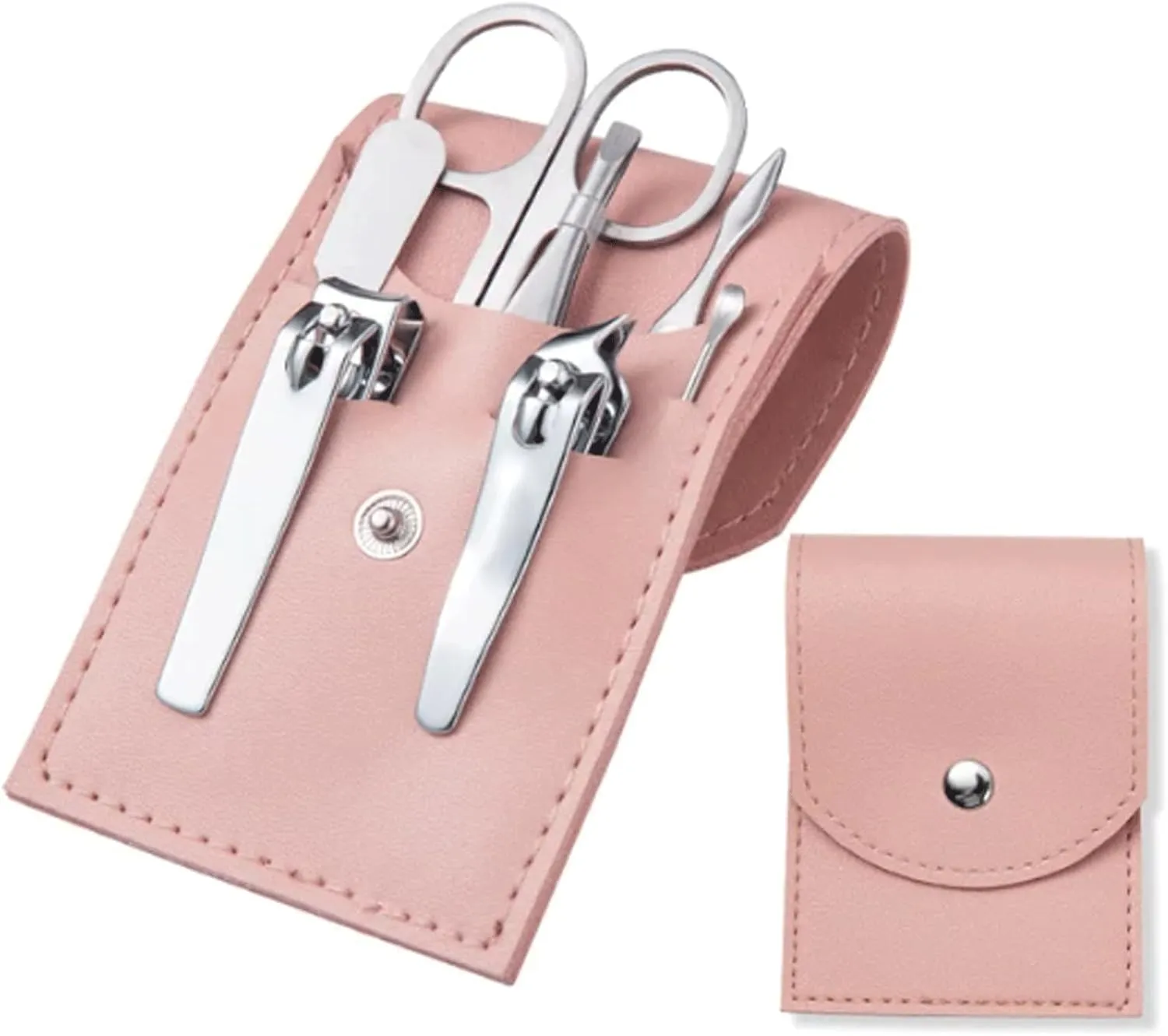 4 or 7 Pieces Metal Nail Kits Basic Nail Clippers Set Personal Care Set Portable Pedicure Kit with Leather Bag Gifts for Him