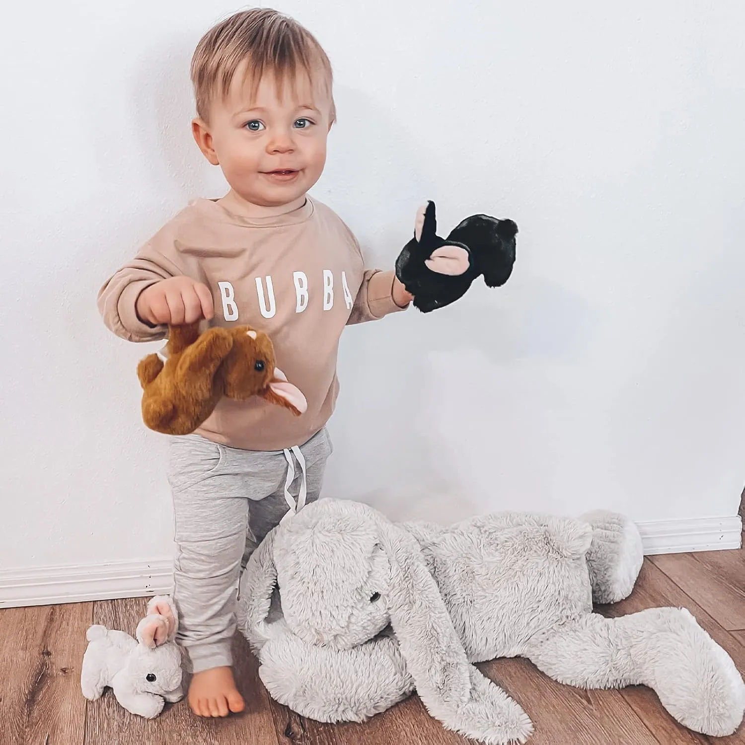 4 Pcs Bunny Stuffed Animal - Large Stuffed Rabbit Plush Toys for Kids - Cuddly Mommy Bunny Surprise with 3 Small Bunnies