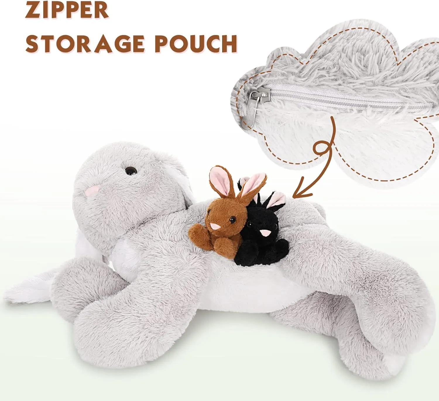 4 Pcs Bunny Stuffed Animal - Large Stuffed Rabbit Plush Toys for Kids - Cuddly Mommy Bunny Surprise with 3 Small Bunnies