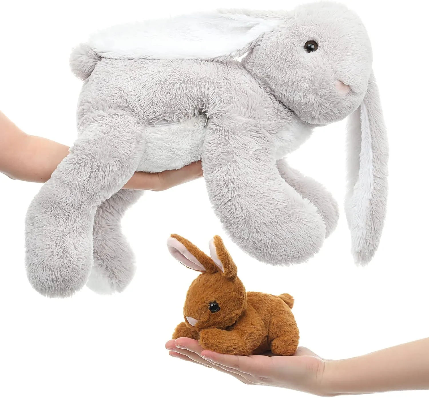 4 Pcs Bunny Stuffed Animal - Large Stuffed Rabbit Plush Toys for Kids - Cuddly Mommy Bunny Surprise with 3 Small Bunnies