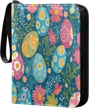 4 Pockets Trading Card Binder Colorful Eggs Holds 400 Standard Cards, Waterproof TCG CCG MTG Album, Gifts for Collectors, Boys and Girls