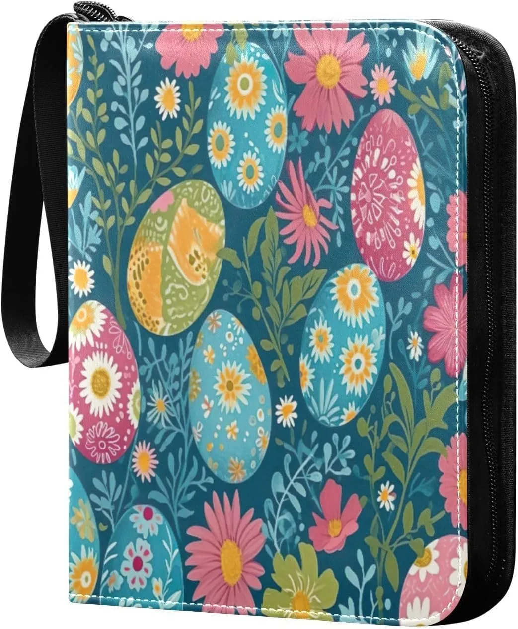 4 Pockets Trading Card Binder Colorful Eggs Holds 400 Standard Cards, Waterproof TCG CCG MTG Album, Gifts for Collectors, Boys and Girls