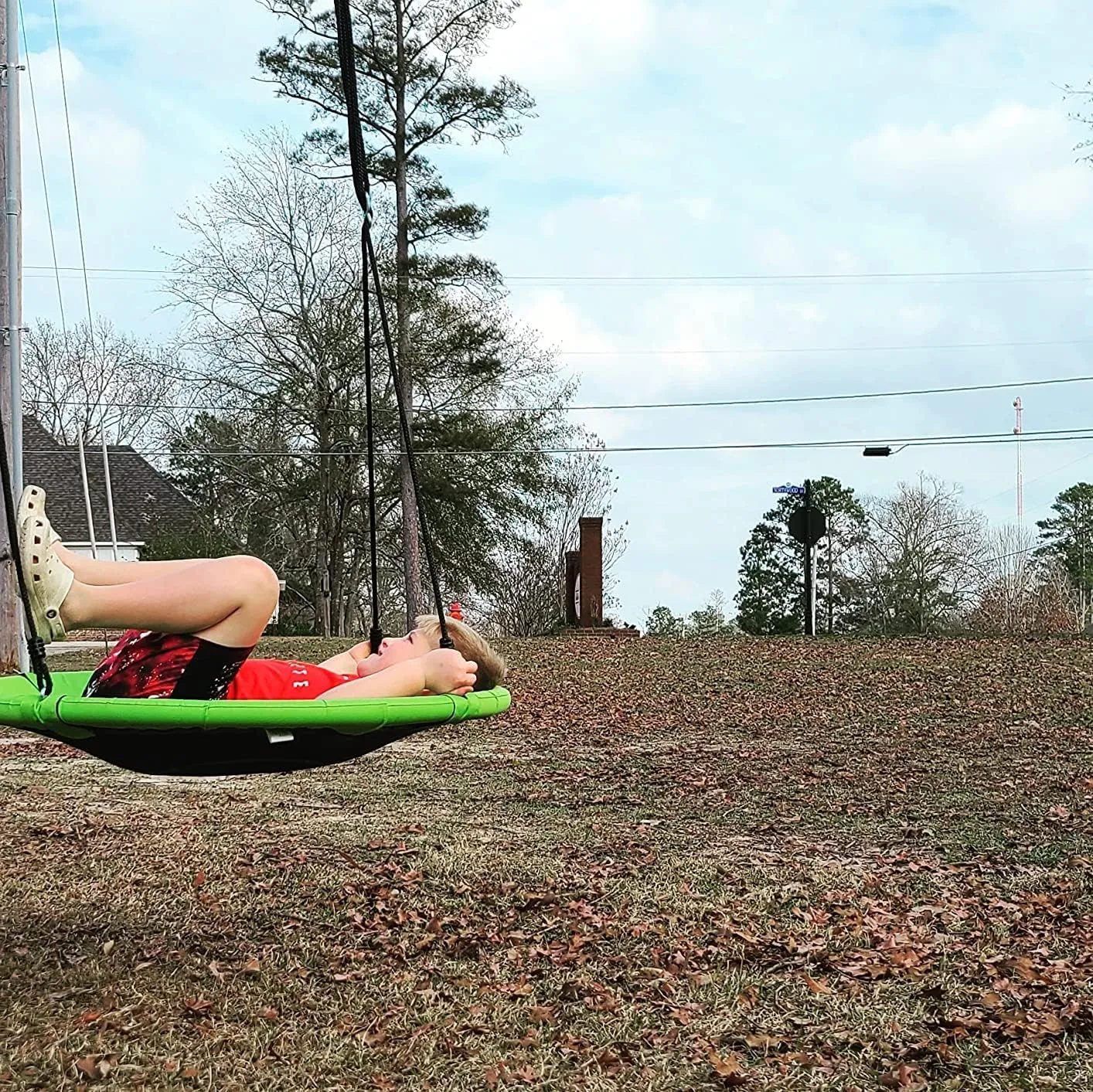 40 Inch Saucer Tree Swing for Kids, Outdoor Round Swing with Hanging Straps & Adjustable Ropes, Easy Assembly (Green)