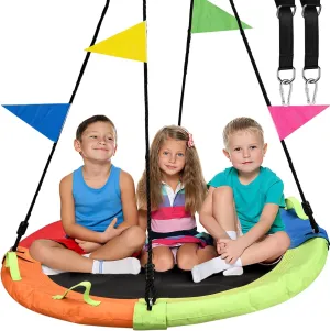 48 inch Tree Swing, Larger Saucer Flying Swing for Whole Family, 900lbs Weight Capacity, with Adjustable Hanging Straps, for Backyard Outdoor, Multicolor, Gifts for Kids