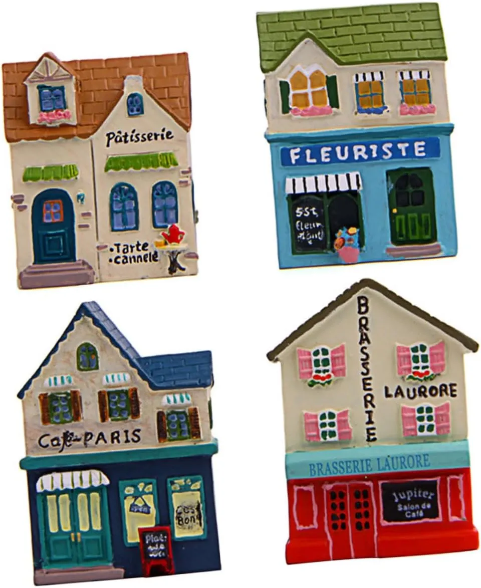 4Pcs Micro Resin Statue Miniature Dollhouse Leisure Hut Landscape Decorations for Garden Fairy Garden Birthday Present for Collectors