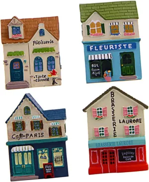 4Pcs Micro Resin Statue Miniature Dollhouse Leisure Hut Landscape Decorations for Garden Fairy Garden Birthday Present for Collectors
