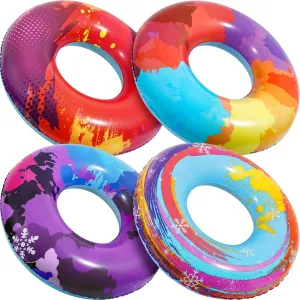 4Pcs Pool Floats Tubes, Colorful Inflatable Pool Floats Kids, Pool Floaties Beach Swimming Rings Party Toys for Kids and Adults