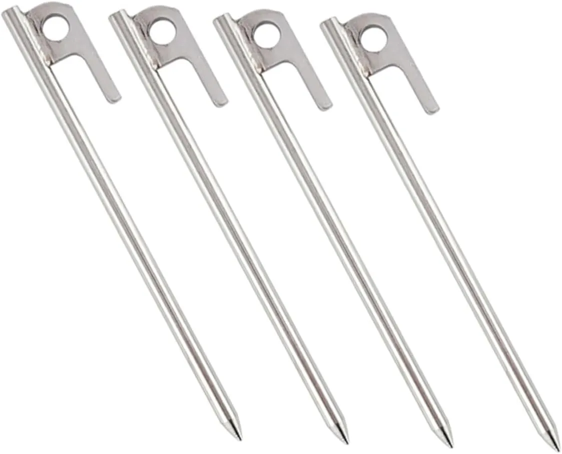 4pcs Stainless Steel Camping Stakes Tent Pegs for Outdoor Activities Lightweight Portable Design for Camping Hiking and Family Trips