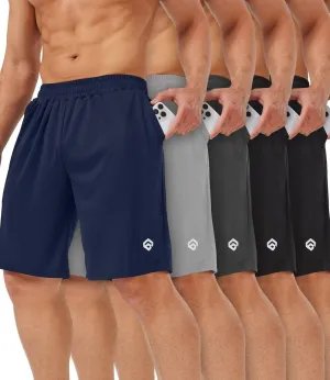 5 Pack Mens Shorts Casual with Pockets,Mens Athletic Shorts 9''Quick Dry Basketball Shorts Men for Gym Running