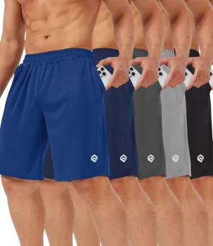5 Pack Mens Shorts Casual with Pockets,Mens Athletic Shorts 9''Quick Dry Basketball Shorts Men for Gym Running