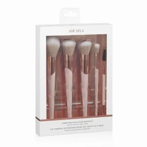 5 Piece Basic Face Makeup Brush Set. Soft Vegan Makeup Brush Set - Foundation Brush, Loose Powder Setting Brush, Angled Blush Brush, Eyeshadow Blending Brush Professional Makeup Brushes Kit