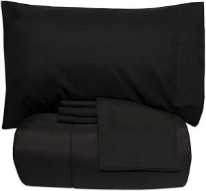5 Piece King Comforter Set All Season Soft Down Alternative Blanket & Luxurious Cotton Fits Mattress Up to 18" Deep Pocket Bed 4 Piece Sheet Set Black