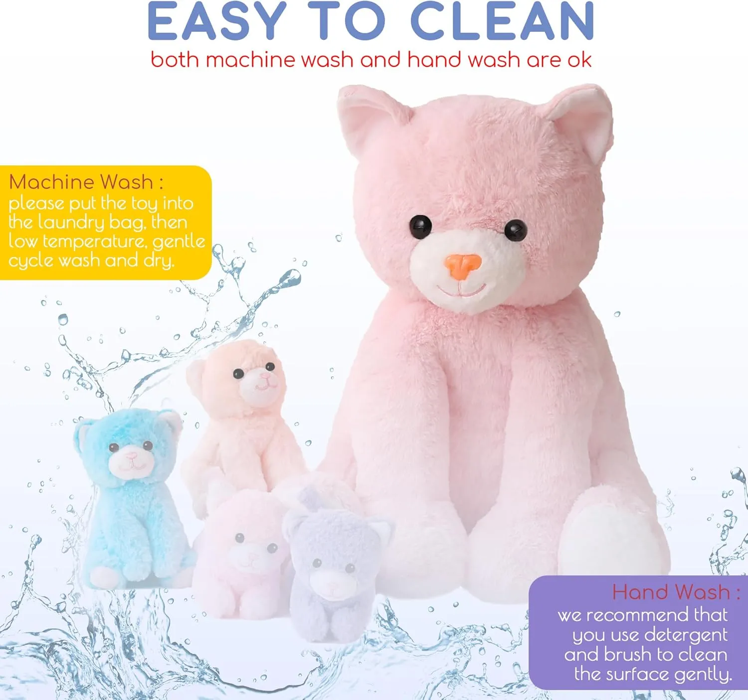 5 Pieces Cat Stuffed Animals for Girls, 1 Mommy Cat with 4 Babies, Soft Plush Cat Toy Set for Kids 3-9, Gifts for Christmas, Birthday, Children's Day, Valentine's