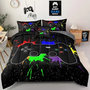 5 Pieces Gaming Bedding Set Twin Size for Boys Gamer Comforter Set for Boys Girls Kids Teens 5 Piece Bed in A Bag Video Game Bedding for Gamer Room Decorative Twin27