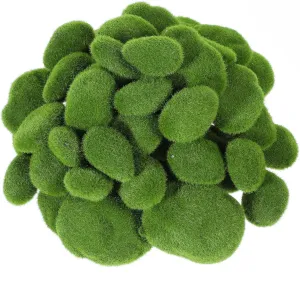 50 PCS Artificial Moss Rocks 5 Size Decorative Moss Stones Green Moss Covered Stones Fake Moss Rocks Decor for Floral Arrangements Crafting