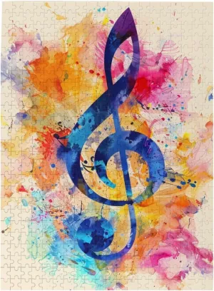 500 Piece Jigsaw Puzzle for Adults,Colorful Musical Note, Puzzles with Letters on Back, Challenging Puzzle for Game Night Home Décor, 15 x 20.4