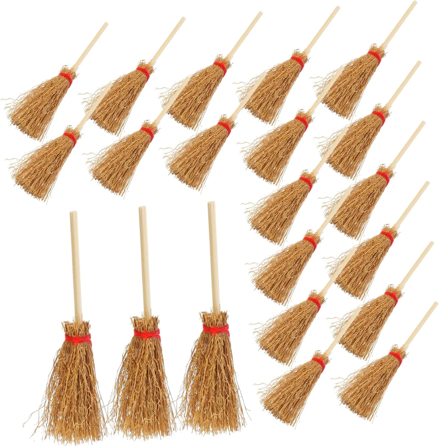 50pcs Mini Broom for Dollhouse Decoration Lifelike Miniature Brooms for Fairy Garden Props for Parties and Home Decor