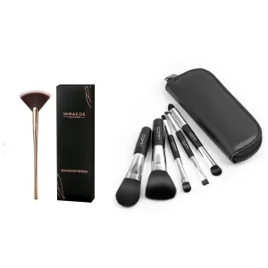 5Pcs Travel Makeup Brushes Set w/Pouch & Fan Makeup Brush For Highlighter