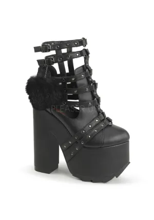6 1/2" Heel, 3" PF Caged Ankle Boot w/ Bondage Straps