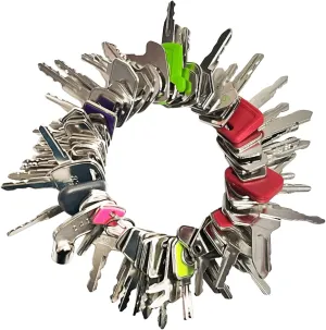 60 Heavy Equipment Keys Master Set, Construction Opeator Ignition Key for Caterpillar Toyota JD John Deere Hyster Komatsu Kubota Yanmar Daewoo Takeuchi Ford New Holland Volvo JCB Cat and More