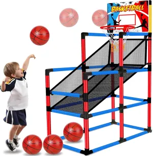 63" Arcade Basketball Game Set with 3 Balls Kids Basketball Hoop 3 to 12 Years Old Indoor Outdoor Sports Play - Easy Set Up - Carnival Basketball Toys Ages 3 4 5-7 8-12 Year Old Boys Birthday Gift