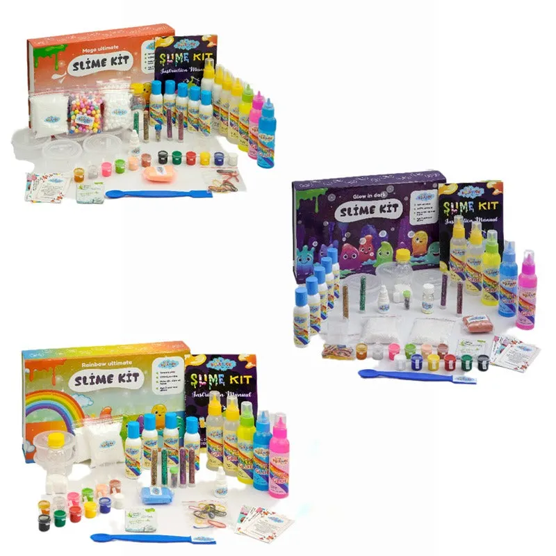 66 Pieces Ultimate DIY Combo of Snow and Slime Kit (Fluffy and Crunchy Slime Kit and Glow in Dark Magical Snow Kit) Combo Pack of 2