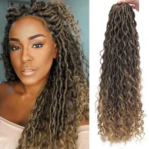 6Packs Goddess Locs Crochet Hair,22Inch Curly Faux Locs Crochet Hair Hippie Locs Crochet Braids Long Crochet Goddess Faux Locs for Black Women(22inch 1B/27)