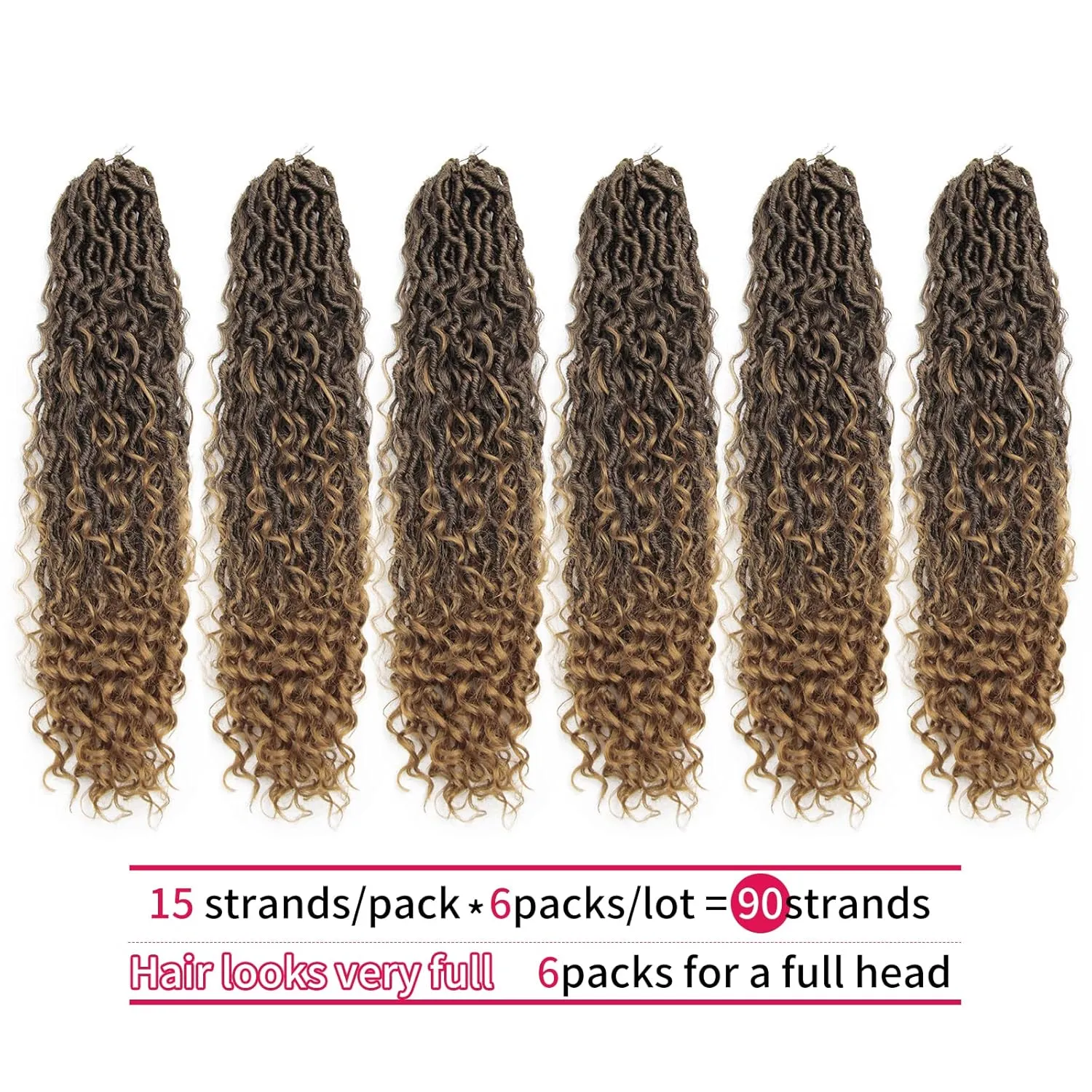 6Packs Goddess Locs Crochet Hair,22Inch Curly Faux Locs Crochet Hair Hippie Locs Crochet Braids Long Crochet Goddess Faux Locs for Black Women(22inch 1B/27)