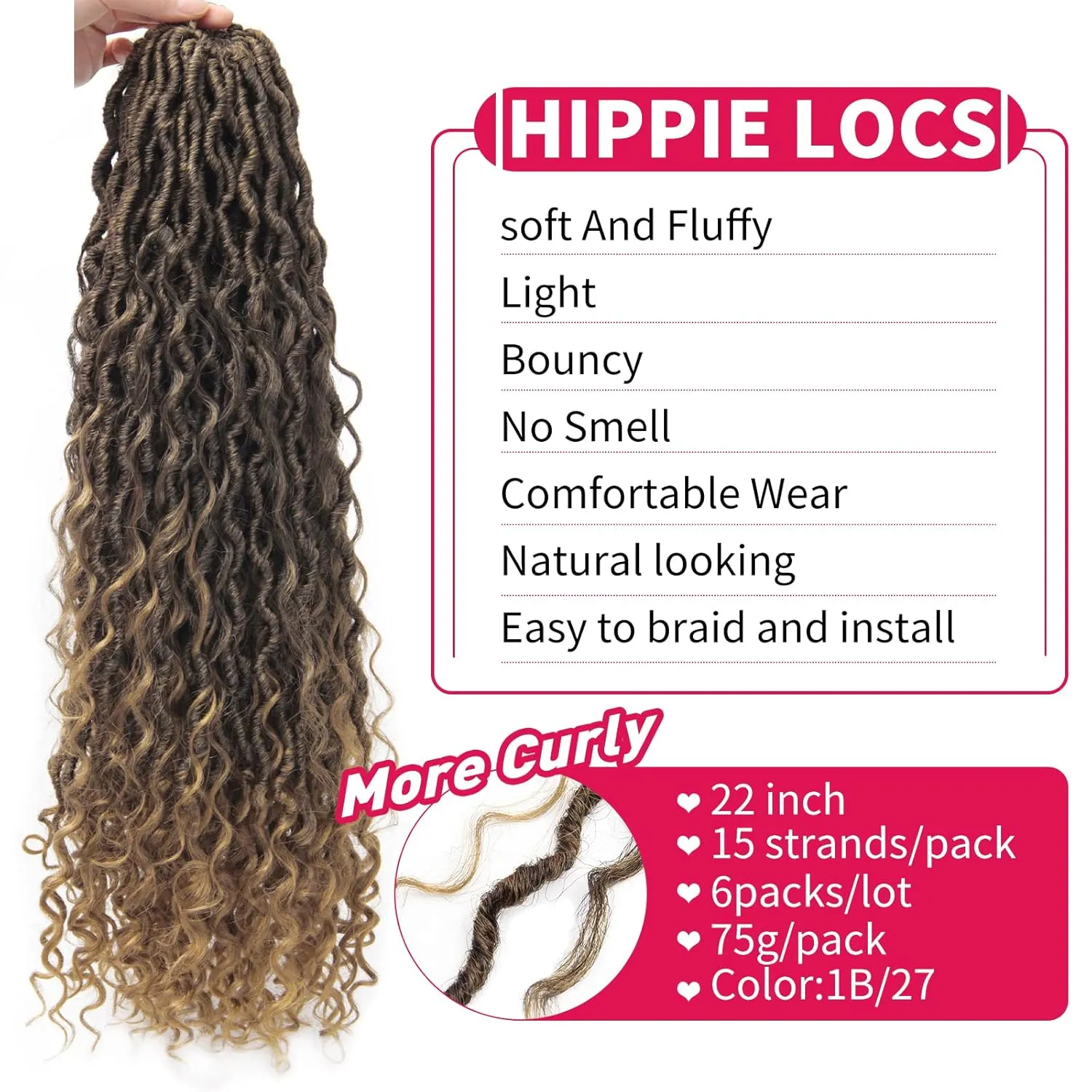 6Packs Goddess Locs Crochet Hair,22Inch Curly Faux Locs Crochet Hair Hippie Locs Crochet Braids Long Crochet Goddess Faux Locs for Black Women(22inch 1B/27)