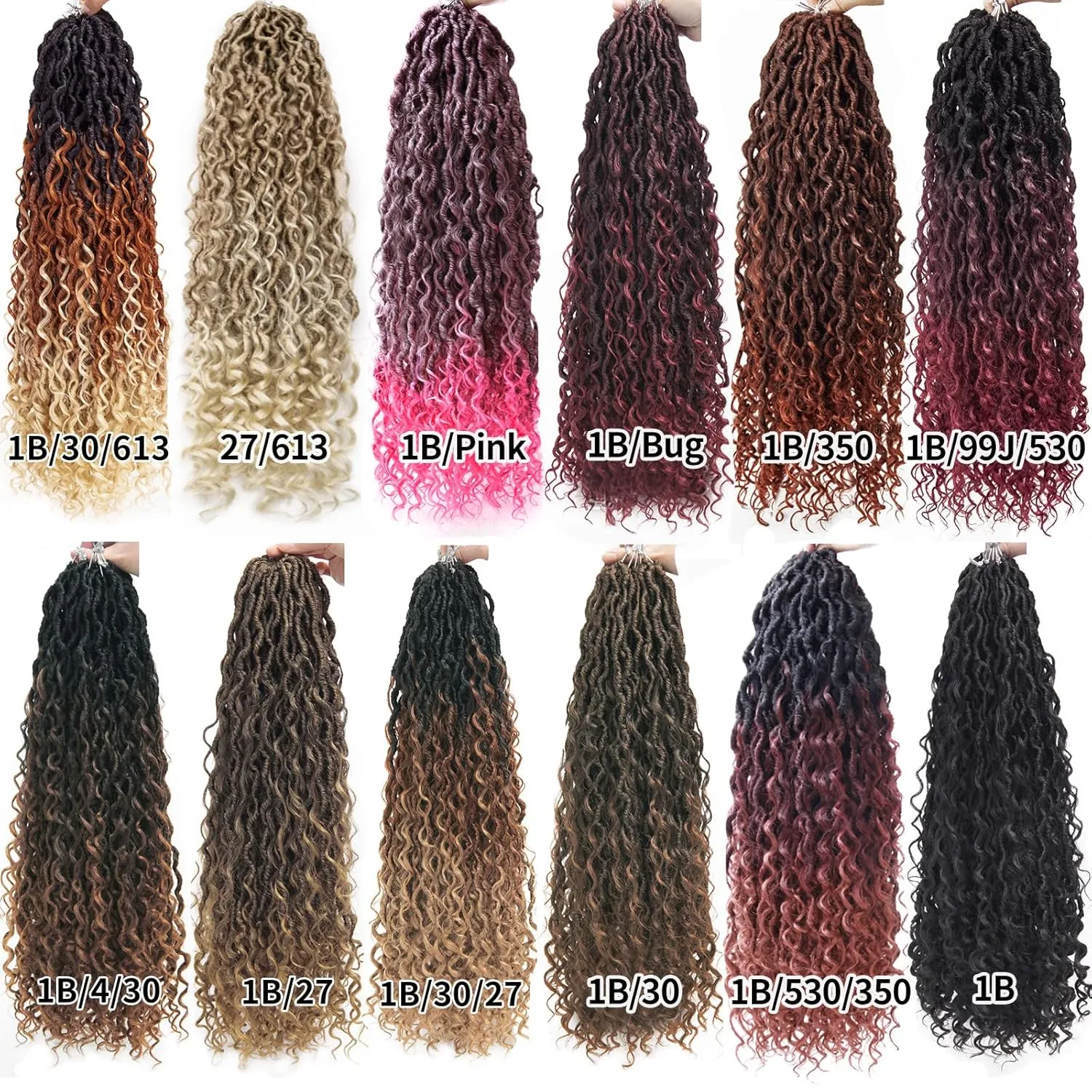 6Packs Goddess Locs Crochet Hair,22Inch Curly Faux Locs Crochet Hair Hippie Locs Crochet Braids Long Crochet Goddess Faux Locs for Black Women(22inch 1B/27)