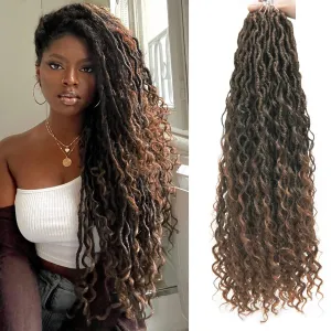 6Packs Goddess Locs Crochet Hair,22Inch Curly Faux Locs Crochet Hair Hippie Locs Crochet Braids Long Crochet Goddess Faux Locs for Black Women(22inch 1B/30)