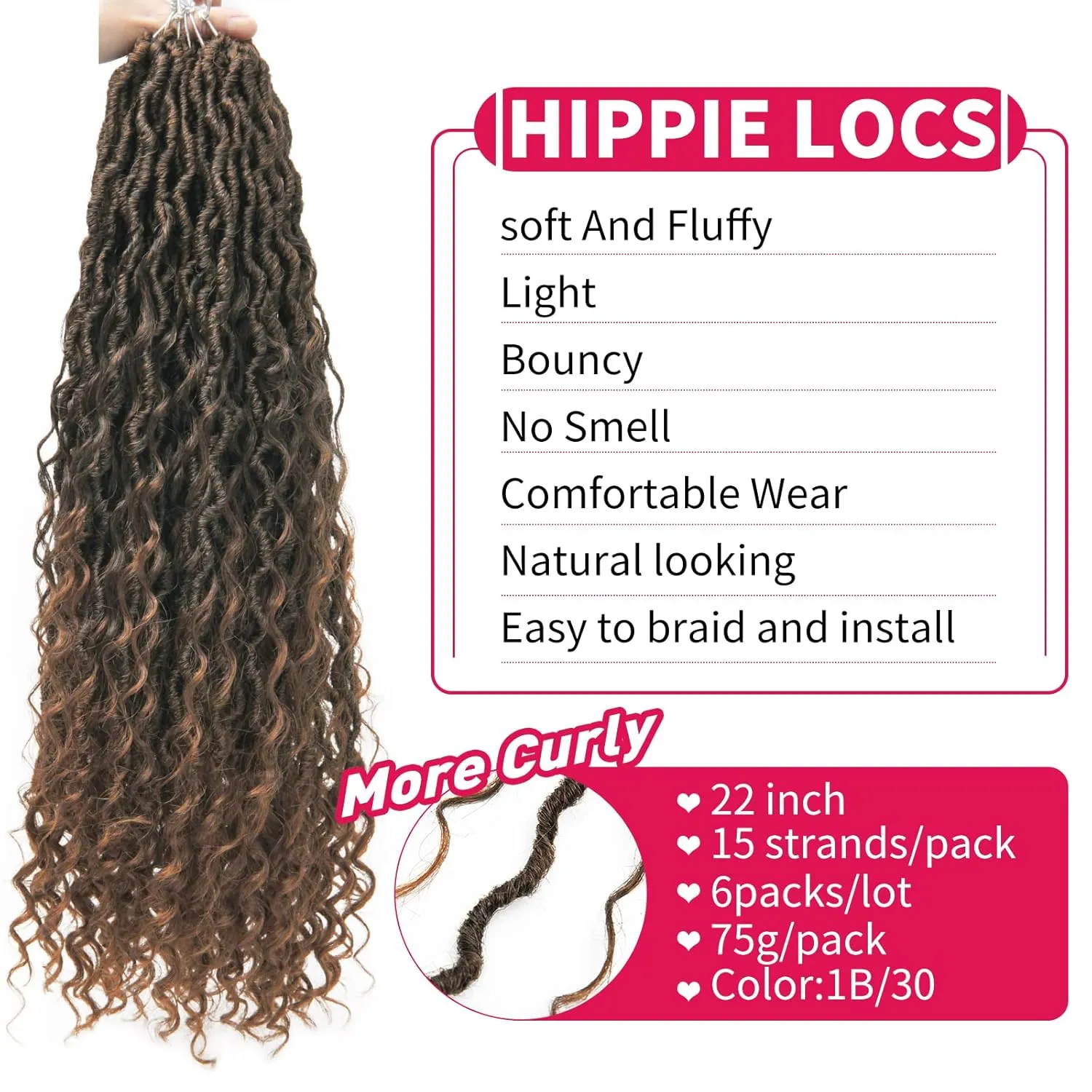 6Packs Goddess Locs Crochet Hair,22Inch Curly Faux Locs Crochet Hair Hippie Locs Crochet Braids Long Crochet Goddess Faux Locs for Black Women(22inch 1B/30)