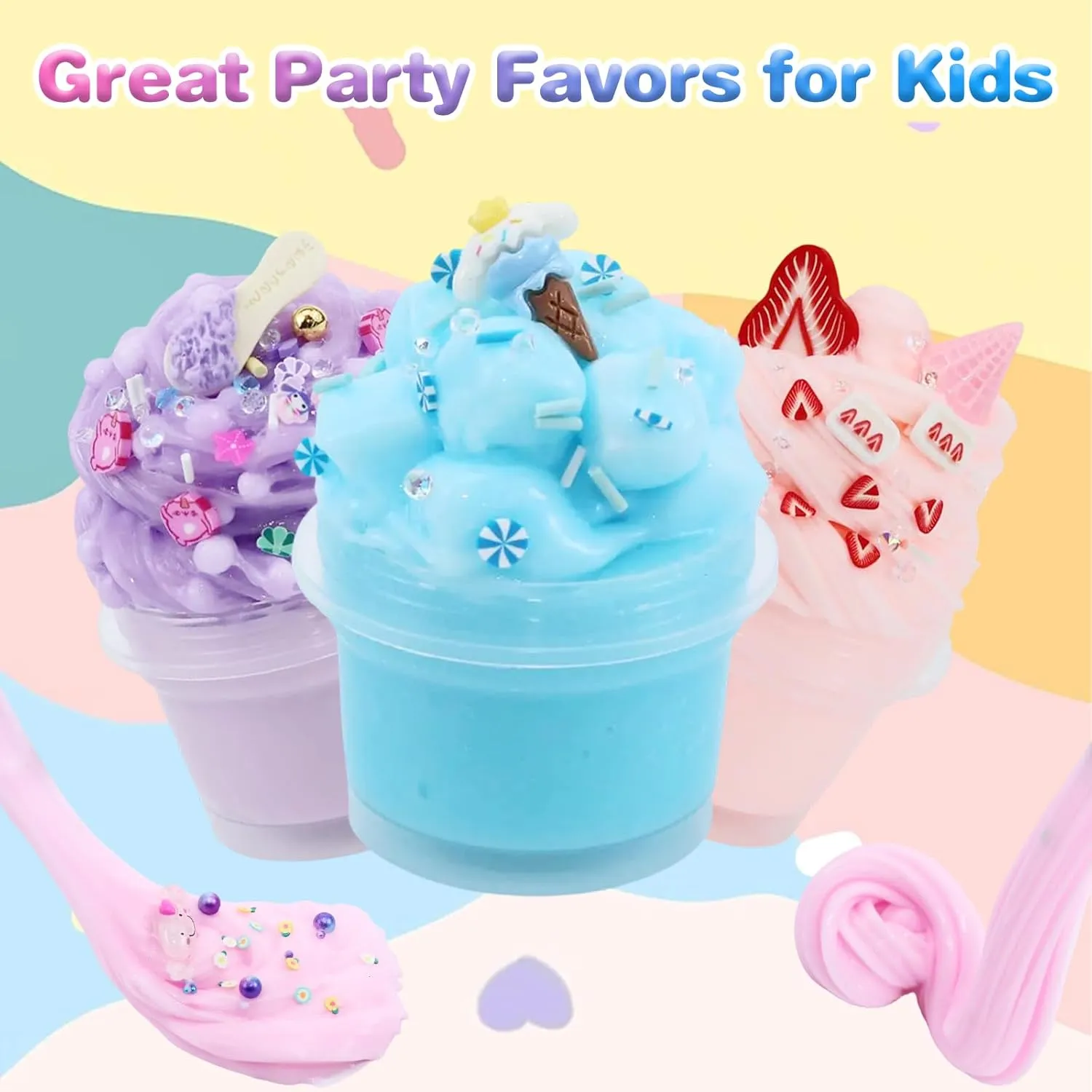 6PCS DIY Ice Cream Slime Kit - Cloud Butter Slime for Kids with Cartoon Slime Add-ins for Boys & Girls Birthday Halloween Christmas Easter Gifts Party Favors
