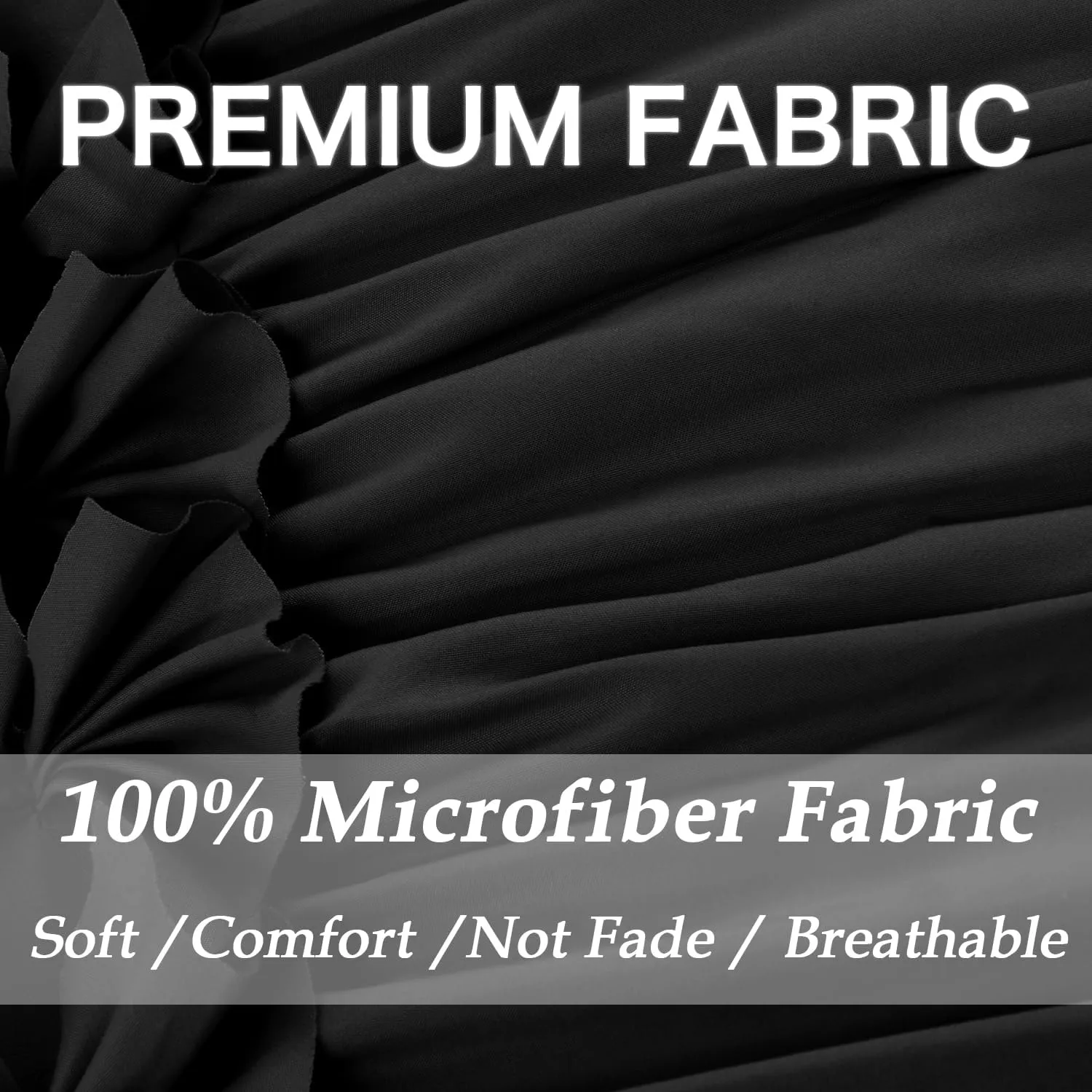 7 Pieces Elegant French Country Bed in a Bag, Black Handmade Bow Tie Fluffy Bed Comforter with Down Alternative Filling, Vintage Ruched Bed Sets for Bedroom, Queen (LQ-33)
