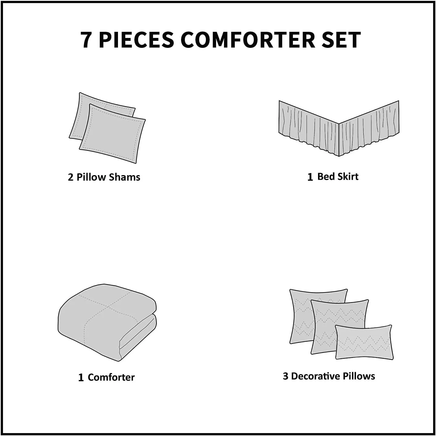 7 Pieces Elegant French Country Bed in a Bag, Black Handmade Bow Tie Fluffy Bed Comforter with Down Alternative Filling, Vintage Ruched Bed Sets for Bedroom, Queen (LQ-33)