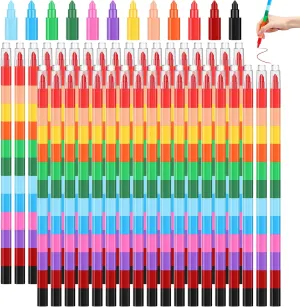 72 Pieces Stackable Crayons Stacking Buildable Crayons 12 Colors Colorful Stackable Pencils Party Favors DIY Rainbow Pencil for School Office Birthday Party