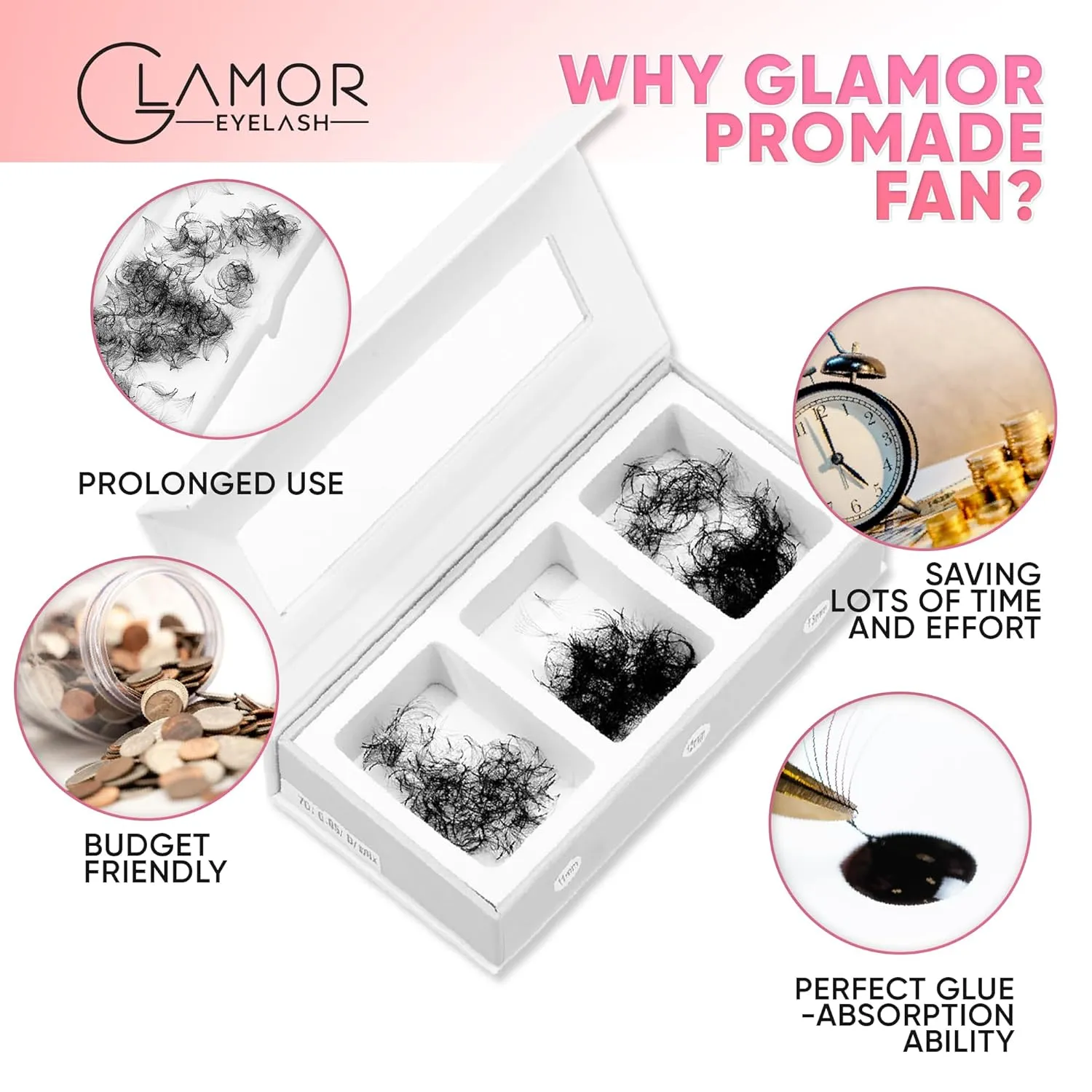 750 Promade Fans Loose Mix, Natural Eyelashes Extensions 3D-16D, Handmade Individual Lashes 0.03/0.05/0.07mm Thickness, C CC D, 8-16mm Length for Fluffy Eyelash Cluster (6D-0.07-D, 14-15-16mm)