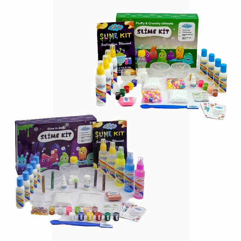78 Pieces Ultimate Slime Making Kit ( Fluffy and Crunchy, Glow-In-Dark Slime Kit - Make 45  Slime) Combo Pack of 2