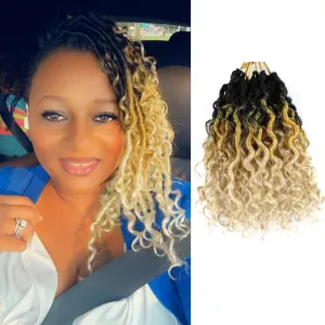 8 Inch Crochet Hair Goddess Locs 7 Packs Bohemian Locs Crochet Hair with Curly Ends Pre Looped Soft Faux Locs Crochet Hair for Black Women River Locs Crohet Braids (8 Inch,1B/27/613)