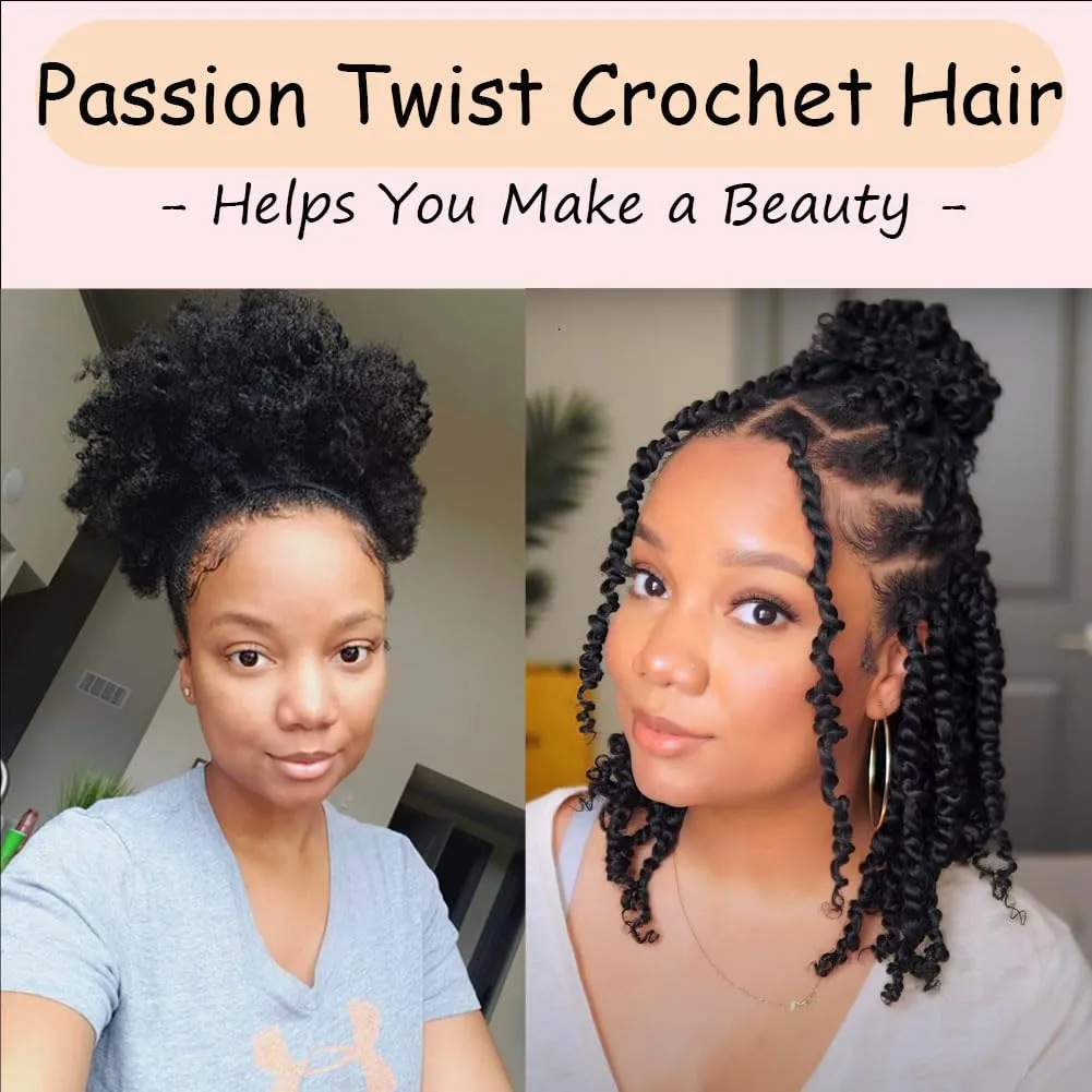 8 Packs Passion Twist Hair 10 Inch Pre-twisted Passion Twist Crochet Hair Pre-looped Crochet Braids for Women Passion Twists Braiding Hair Synthetic Hair Extensions (12Strands/Pack; T1B/30/27#)