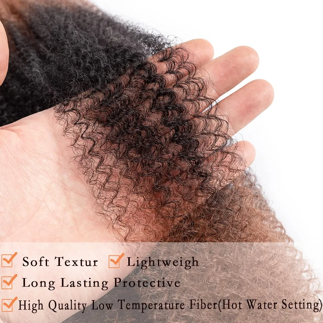 8 Packs Pre-Separated Springy Afro Twist Hair 12 Inch Pre-Fluffy Natural Curls are Perfect for Marley Crochet Hair Suitable for Black Women (1B/30/27, 12 Inch (Pack of 8))