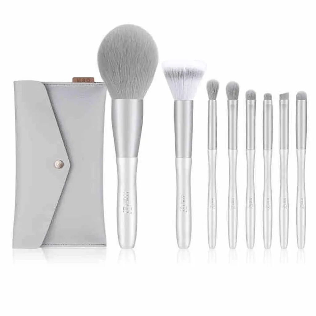 8 silver snow makeup brush sets full set of lip brushes eye shadow powder blusher powder brushes beauty tools