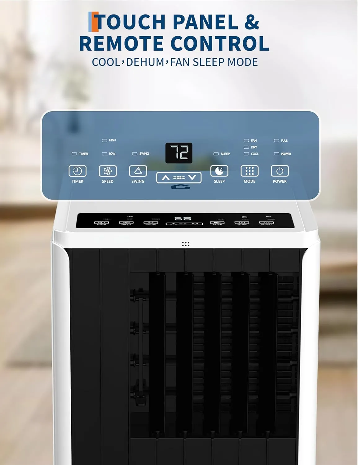 8000 BTUs Portable Air Conditioner with Efficient Cooling, Quiet Portable Cooling AC Up to 350 Sq.Ft. with Dehumidifier, Fan, Sleep Modes, 3-in-1 AC Unit with 24H Timer, Black