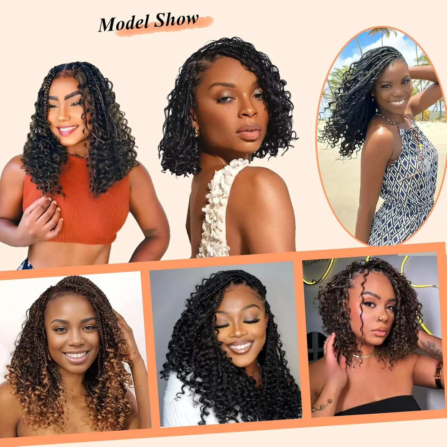 9 Packs Boho Box Braids Crochet Hair 10 Inch Goddess Box Braids Crochet Hair With Curly Ends Pre Looped Synthetic Bohemian Braid Hair Extensions For Women (10 Inch, 1B)