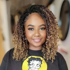 9 Packs Goddess Box Braids Crochet Hair 10 Inch Pre Looped Boho Crochet Braid With Curly Ends Synthetic Boho Box Braids Crochet Hair For Women (10 Inch, 1B/30/27)