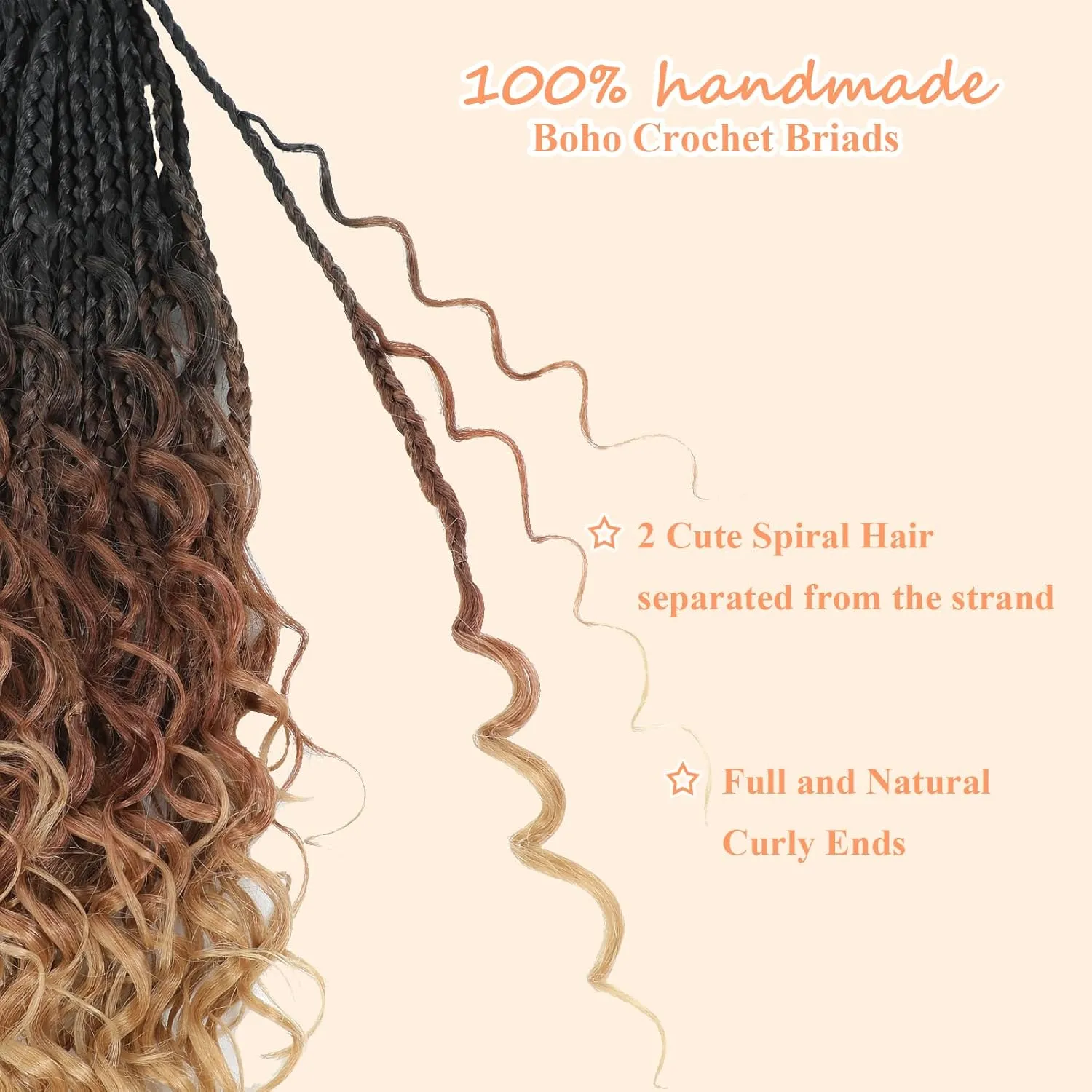 9 Packs Goddess Box Braids Crochet Hair 10 Inch Pre Looped Boho Crochet Braid With Curly Ends Synthetic Boho Box Braids Crochet Hair For Women (10 Inch, 1B/30/27)